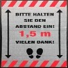 Hinweismatte -Abstand halten- 85 x 150 cm in grau