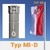 Fahnenmast -MI-D- aus Aluminium | Ø 75 mm | 360° drehbarer Kopfkappe, Hiss-Seil innenliegend